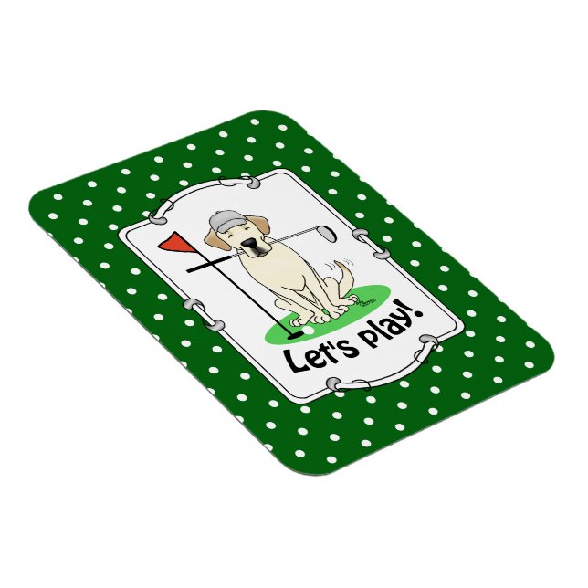 Golf Golfing Gul lab Labrador Retriever Hund Magnet (Högersidan)