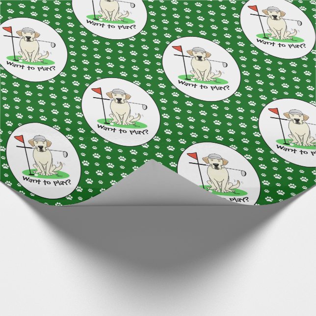 Golf Golfing Gul lab Labrador Retriever Hund Presentpapper (Hörn)