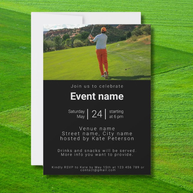 Golf golfing klubb golfer-evenemangets födelsedag inbjudningar (Skapare uppladdad)