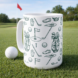Golf Golfutrustning Mönster Kaffemugg