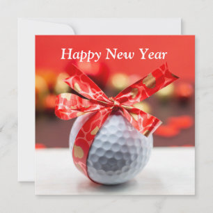 Golf Gott nytt år med boll och rött turband
