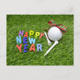 Golf Gott nytt år med golf boll på grönt gräs Vykort
