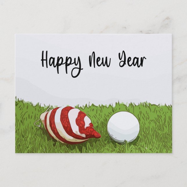 Golf Gott Nytt år med Snömannen golfare helgdagar  Helg Vykort (Framsida)