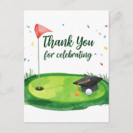 Golf Graduation Thank You Card on Putting Green  Vykort
