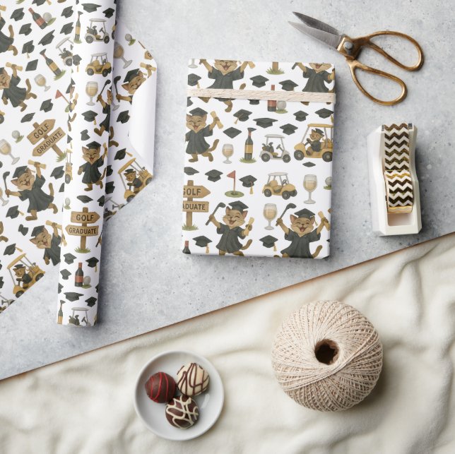 Golf Graduation themed for Cat Lover Golfer Presentpapper (Hantverk)