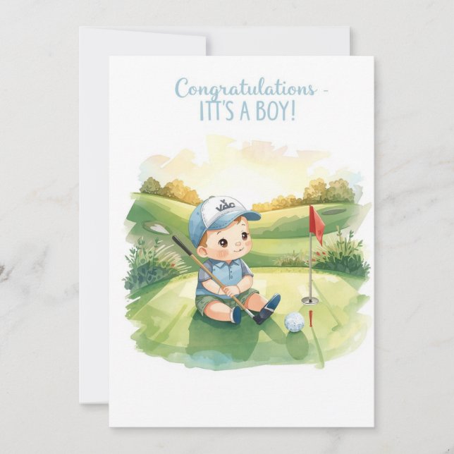 Golf Grattis Det är en pojke Kort | Baby Golfare (Framsida)