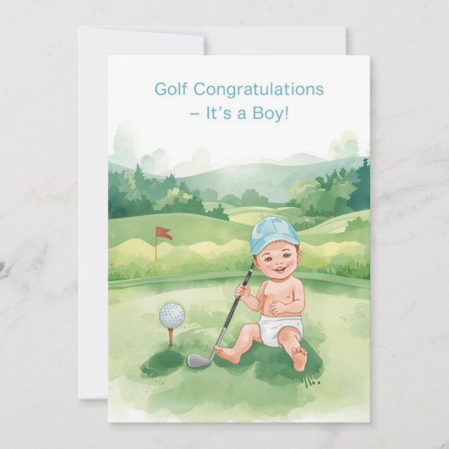 Golf Grattis Det är en Pojke Kort | Baby Golfare (Framsida)