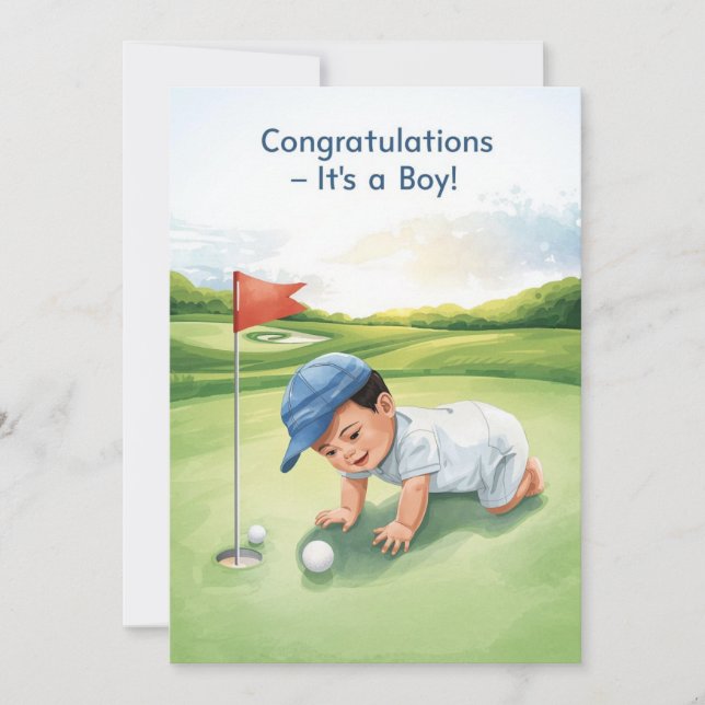 Golf Grattis Det är en Pojke Kort | Baby Golfare (Framsida)