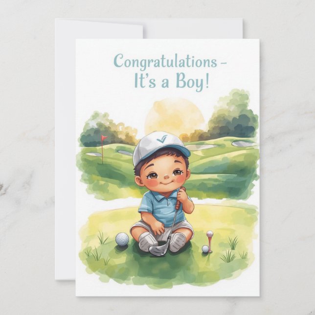 Golf Grattis Det är en pojke Kort | Baby Golfare (Framsida)