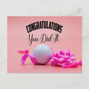 Golf Grattis, du klarade det damgolfare rosa Vykort