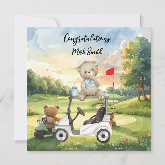 Golf Grattis för Baby Golfer Det är en pojke Kort (Framsida)