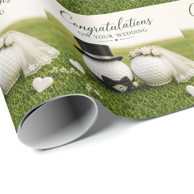Golf Grattis på Bröllop för Golfare Presentpapper (Rullad Hörn)