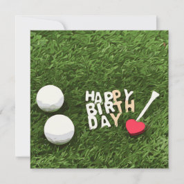 Golf grattis på födelsedagen med golf boll och T k Kort