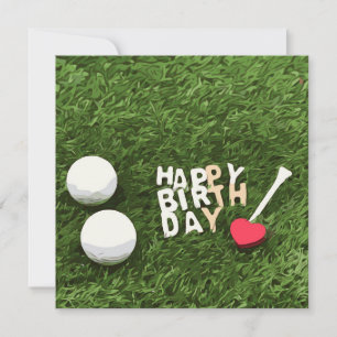 Golf grattis på födelsedagen med golf boll och T k Kort
