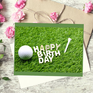 Golf Grattis på födelsedagen med golfboll och tee Vykort
