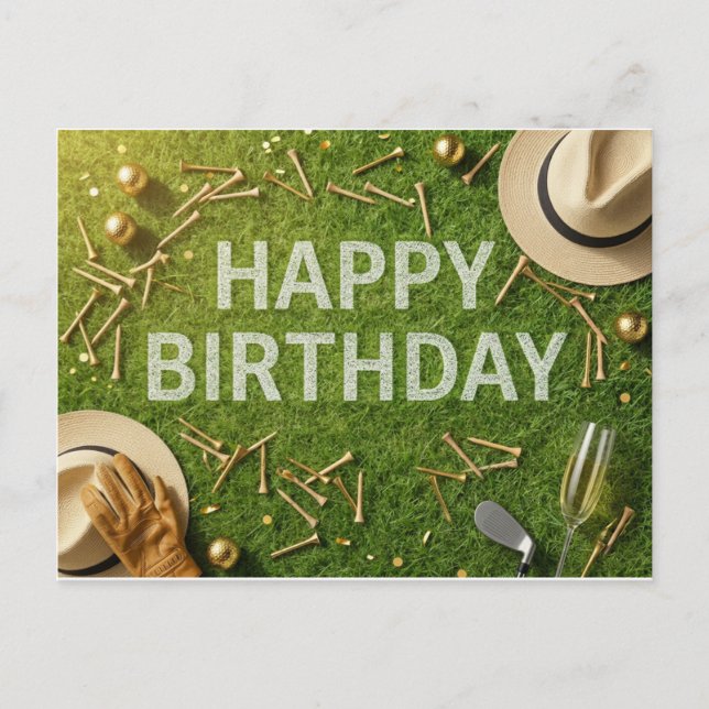 Golf Grattis på födelsedagen på Green  Vykort (Framsida)