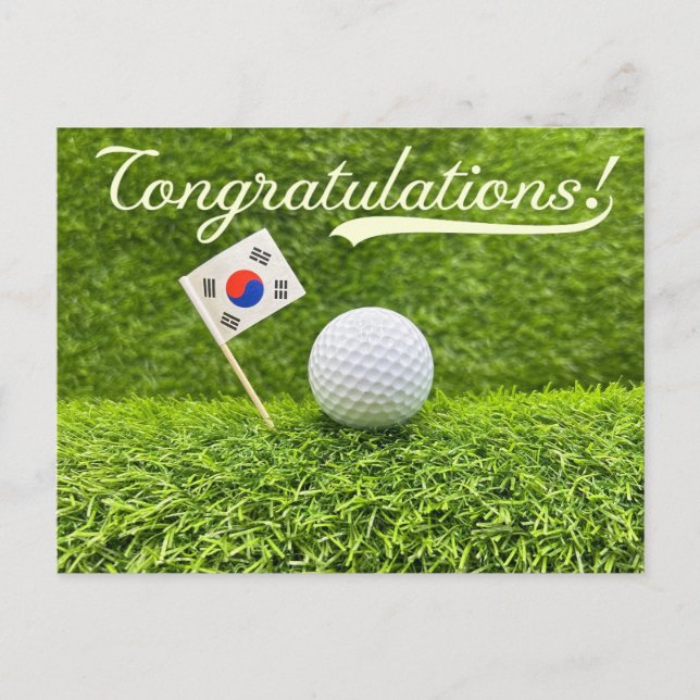 Golf-Grattisar för koreanska Golfer Vykort (Framsida)