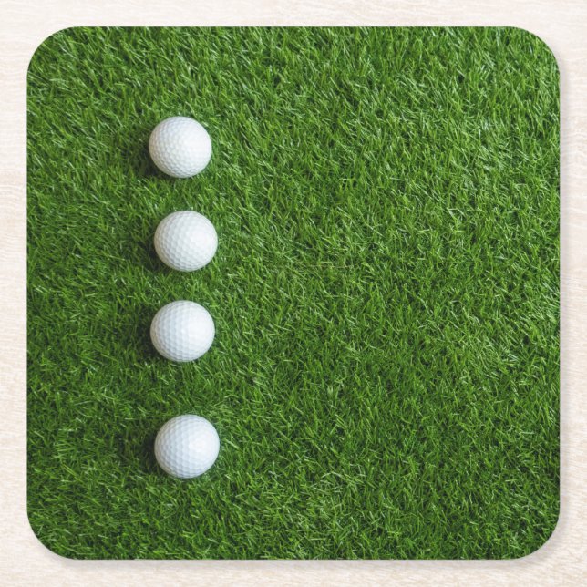 Golf grön gräs med golfbollar underlägg papper kvadrat (Framsidan)
