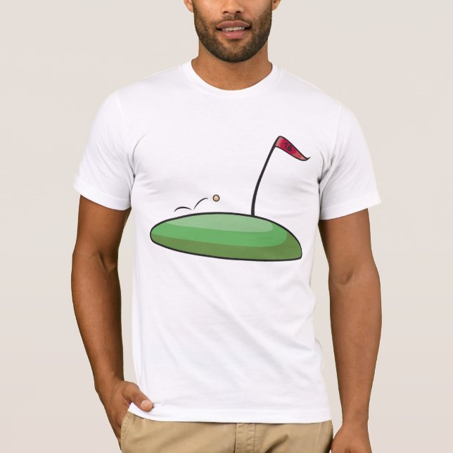 Golf Grön Putting Hål med Flagga 18 T Shirt (Framsida)