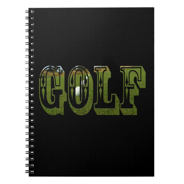 Golf Grönt Dimensional Ord med Bollar Anteckningsbok (Framsidan)