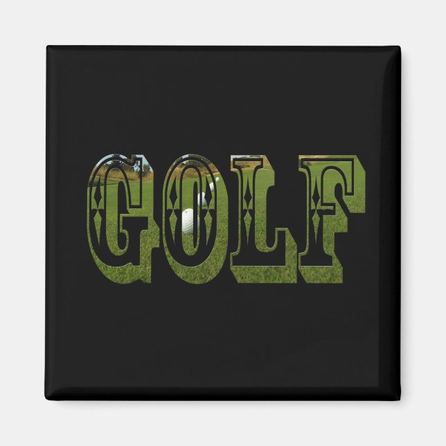 Golf Grönt Dimensional Ord med Bollar Magnet (Framsidan)