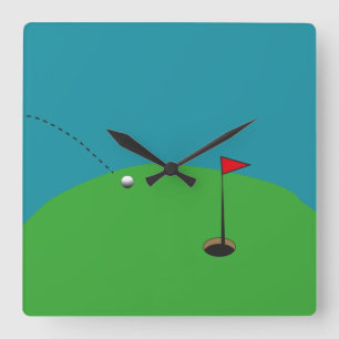 Golf-Grönt  Fyrkantig Klocka