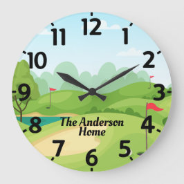 Golf Grönt med Namn Personlig Stor Klocka