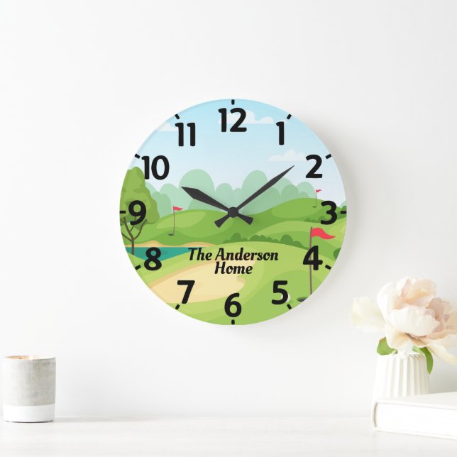 Golf Grönt med Namn Personlig Stor Klocka (Hem)