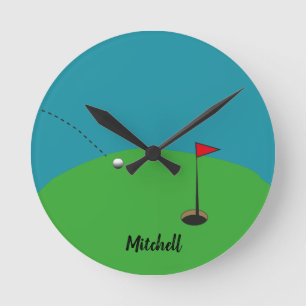 Golf Grönt Personlig   Rund Klocka
