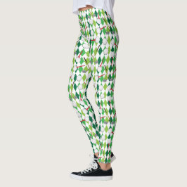 Golf Grönt White Argyle Mönster Leggings