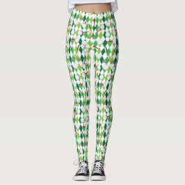 Golf Grönt White Argyle Mönster Leggings