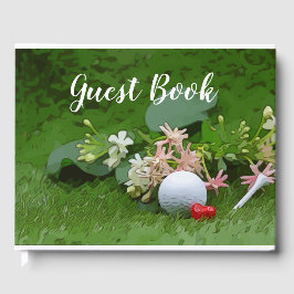 Golf Guest bok med golf boll och T på flora