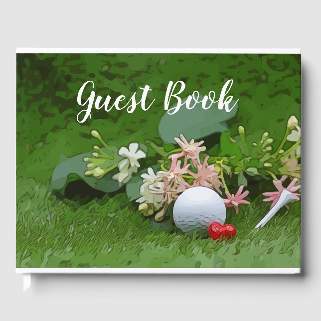 Golf Guest bok med golf boll och T på flora (Framsida)