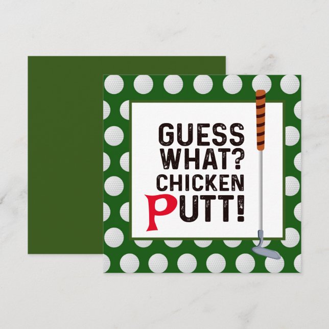 Golf Guest What Chicken Putt Funny Hälsning Golfer Tack Kort (Fram/baksida)