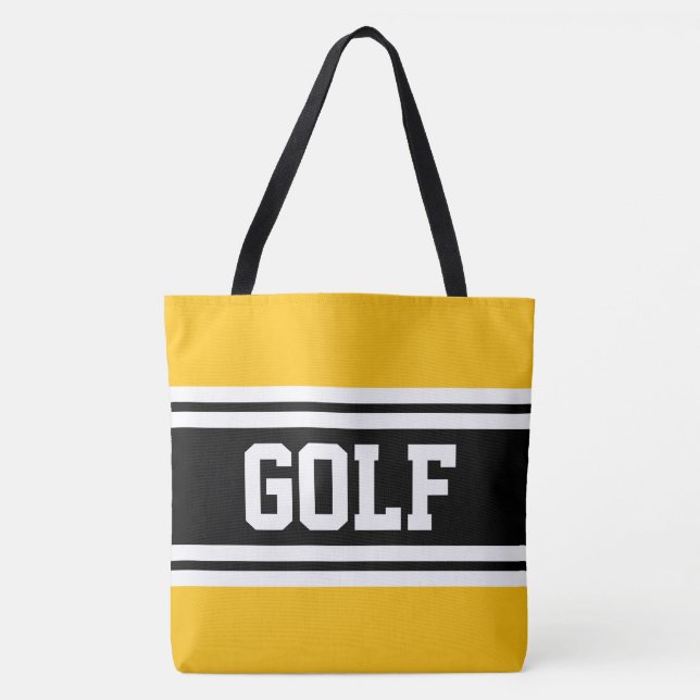 GOLF Gul Orange Svart Vit Racingränder Tygkasse (Framsida)