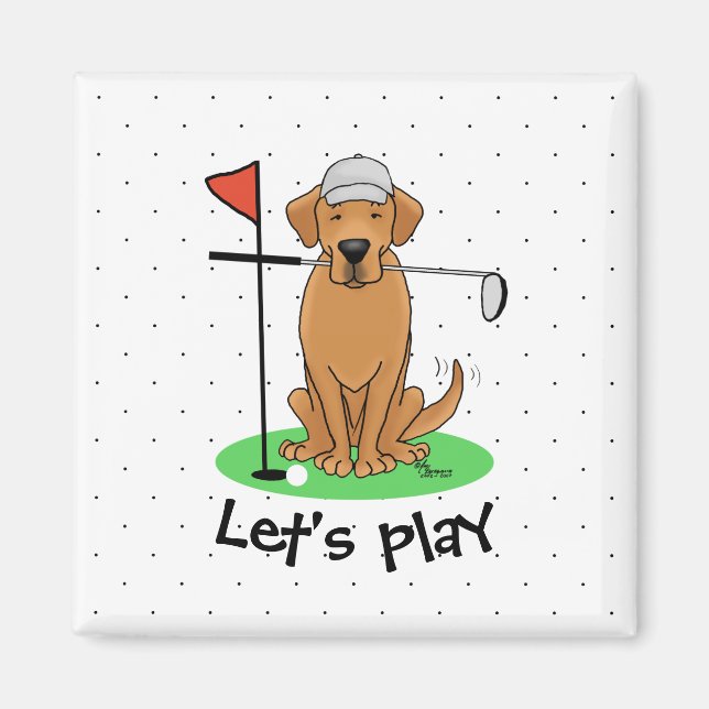 Golf Gult Labrador Retriever (åå 5) Hund - Cute Magnet (Framsidan)