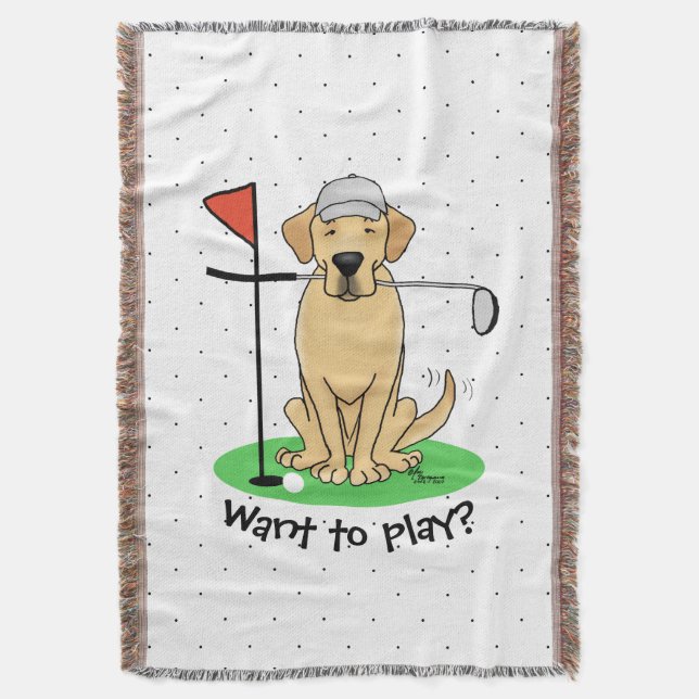 Golf Gult Labrador Retriever (år 3) Hund - Cute Filt (Framsidan Vertikal)