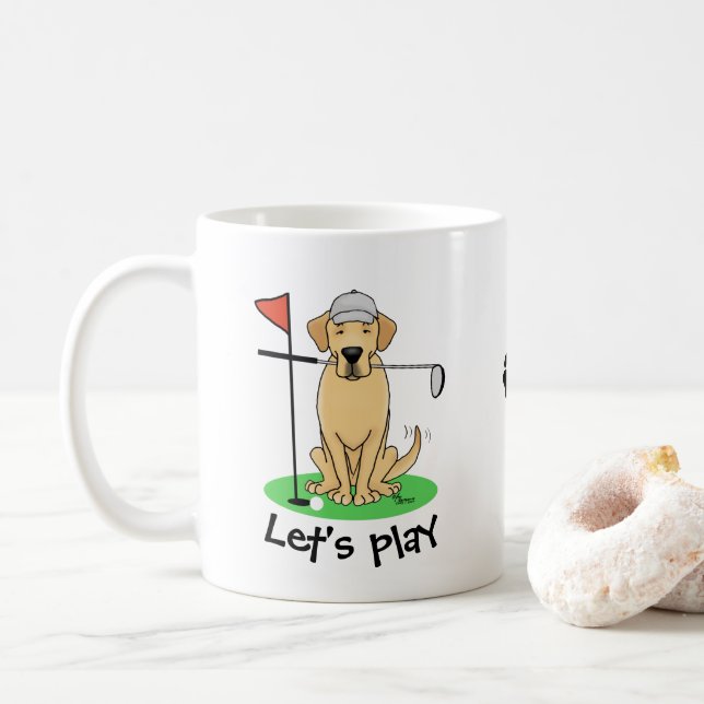 Golf Gult Labrador Retriever (år 3) Hund - Cute Kaffemugg (Med munk)