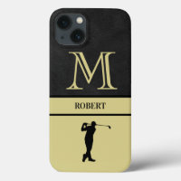 Golf Guy Black Leather Struktur Monogram Namn