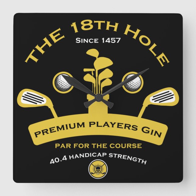 Golf Hål Funny Golfing-gåvor 18:e Fyrkantig Klocka (Framsida)