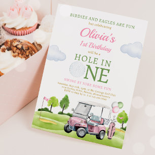 Golf Hål i en flicka första födelsedag Inbjudningar