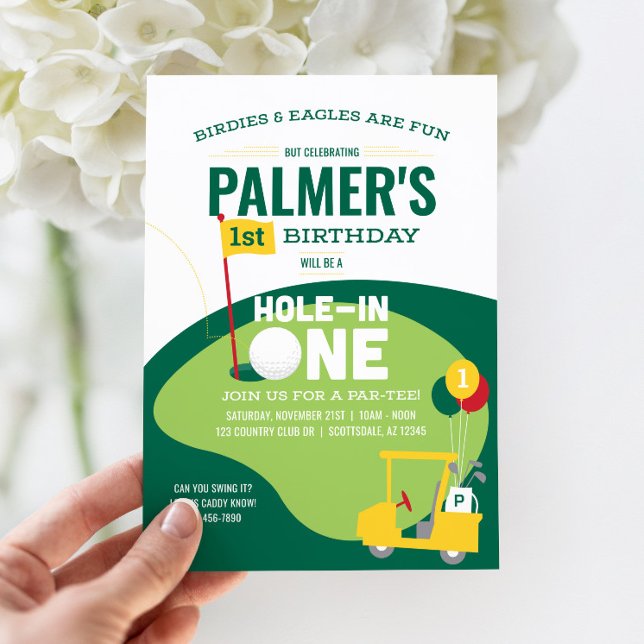 Golf Hål i en födelsedag Inbjudningar (Hole in One Birthday Invitation)