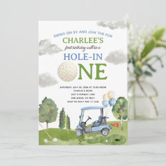 Golf Hål-i-ett Födelsedagsfest Inbjudan