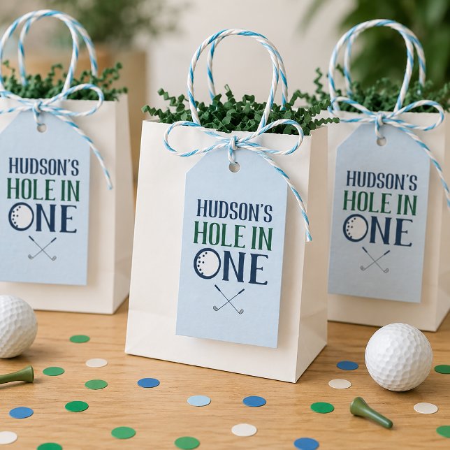Golf hål-i-ett Första födelsedag Presentetikett (Golf First Birthday Favor Tag)