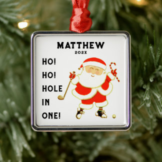 Golf hål-i-ett julgransprydnad metall