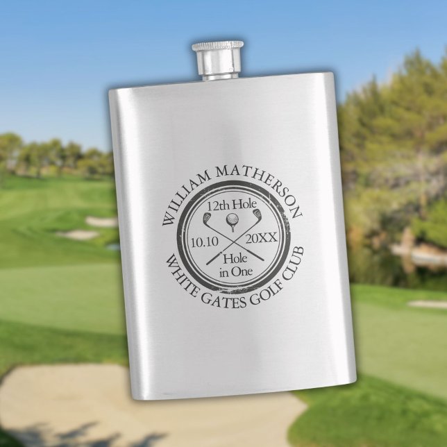 Golf Hål-i-ett Klassiskt Personligt Fickplunta (Golf Hole in One Classic Personalized Flask)