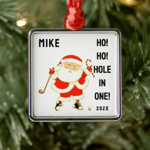 Golf hål-i-ett minne julgransprydnad metall