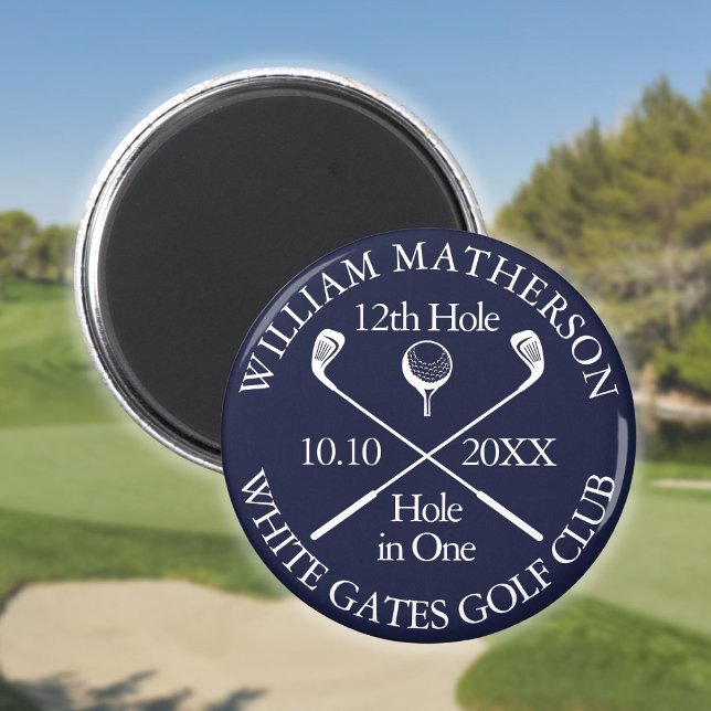 Golf Hål-i-ett Personlig Marinblå Magnet (Golf Hole In One Personalized Navy Blue Magnet)