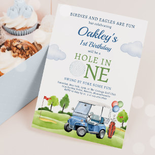 Golf Hål in one Boy First Birthday Par-Tee Inbjudningar