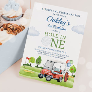 Golf Hål in one Boy First Birthday Par-Tee Inbjudningar